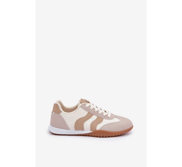 Klasyczne Sneakersy Damskie Z Eko Skóry Beżowe Maretina