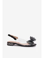 Dámské sandály průhledné s mašlí D&A MR61-9001 Černé