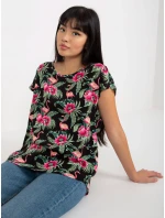 Dámská halenka model 18116277 černá a zelená - FPrice Dámská halenka model 18116277 černá a zelená - FPrice