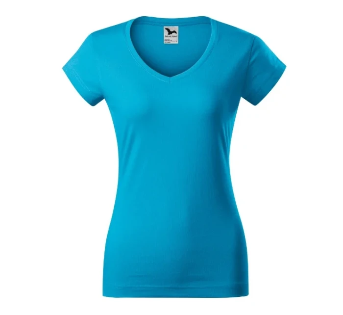 Fit tričko s výstrihom do V tyrkysová Fit tričko s výstrihom do V tyrkysová