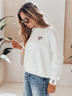Dámská oversize mikina s srdíčky bílá Dstreet model 21989228 - FashionStreet