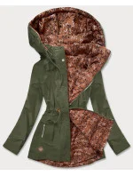 Dámska obojstranná bunda v khaki farbe parka / prešívaná (CAN-621)