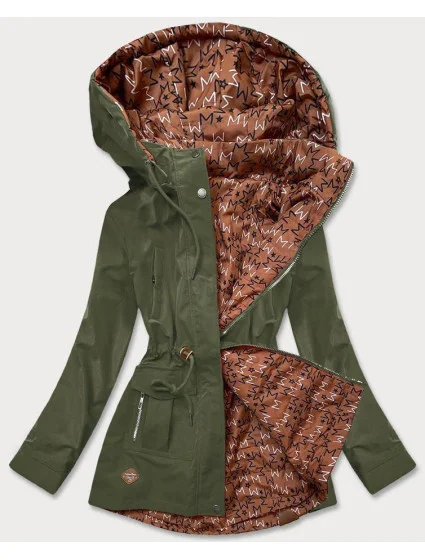 Dámska obojstranná bunda v khaki farbe parka / prešívaná (CAN-621)