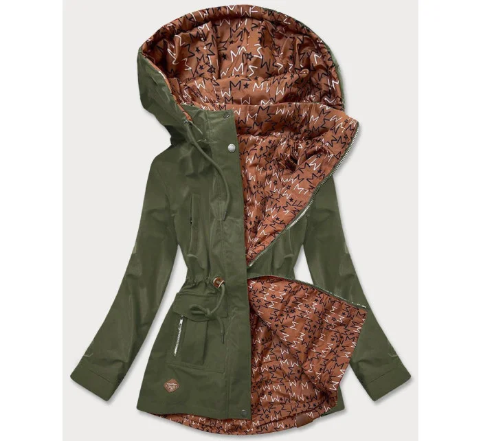 Dámska obojstranná bunda v khaki farbe parka / prešívaná (CAN-621)