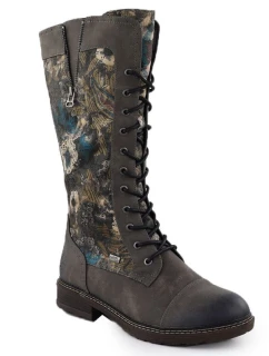 Dámske nepremokavé šnurovacie čižmy sivé Rieker 94731-90