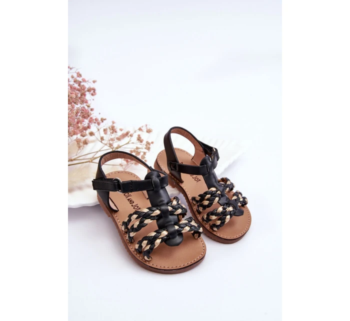 Dětské sandály na suchý zip s pruhy Černá model 21621461 - Boto