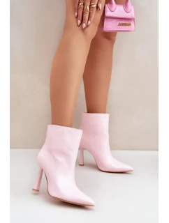 Lakierowane Botki Na Szpice Wsuwane Jasnoróżowe Seliri