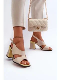Dámske sandále na vysokom podpätku Béžová D&A