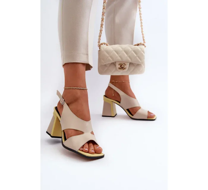 Dámske sandále na vysokom podpätku Béžová D&A
