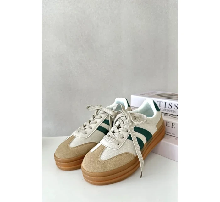Dámske tenisky na platforme Beige-Green Nesonice Dámske tenisky na platforme Beige-Green Nesonice