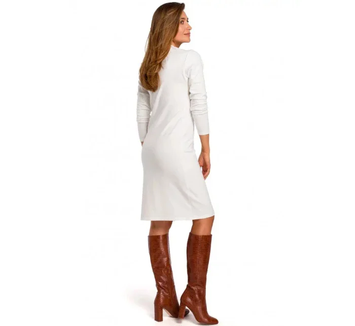 Svetrové šaty s dlhými rukávmi S178 krémové - Stylove Svetrové šaty s dlhými rukávmi S178 krémové - Stylove