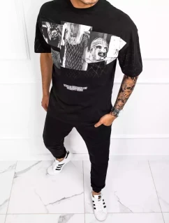 Pánske tričko s potlačou čierne FashionStreet RX4845