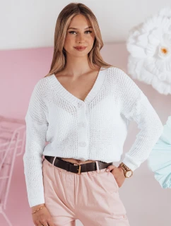 Dámský oversize žebrovaný svetr bílý model 21986103 - Dstreet