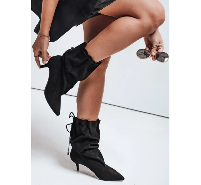 Dámské semišové kozačky s svrškem černé Dstreet model 21992972 - FashionStreet