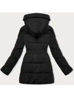 Úzka zimná bunda s opaskom čierna (23MY-207)