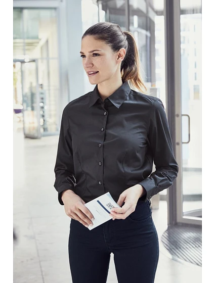 JN 641 Popelínová business halenka s dlouhým rukávem model 22487486 navy - Daiber JN 641 Popelínová business halenka s dlouhým rukávem model 22487486 navy - Daiber