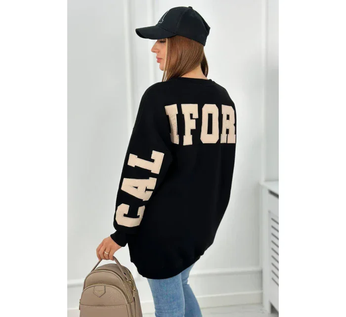 Izolovaná mikina s nápisom California čierny