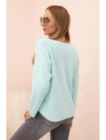 Dámsky sveter s véčkovým výstrihom a viskózovou mätou Dámsky sveter s véčkovým výstrihom a viskózovou mätou