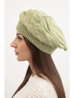 Dámska zimná vlnená čiapka s ozdobným vzorom K378 khaki