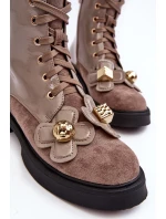 Dámské módní boty se zipem a ozdobami D&A model 21636951 - S.Barski Dámské módní boty se zipem a ozdobami D&A model 21636951 - S.Barski