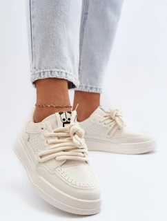 Damskie Sneakersy Eko Skórzane Beżowe Avanalis