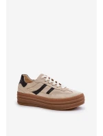 Semišové tenisky na platformě béžové model 21679942 - Zazoo