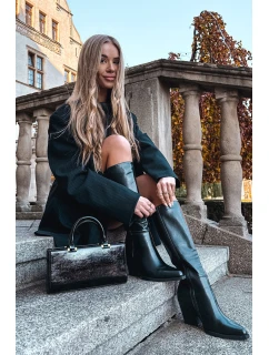 Dámské kozačky na jehlovém podpatku s vyhříváním černé Katelle