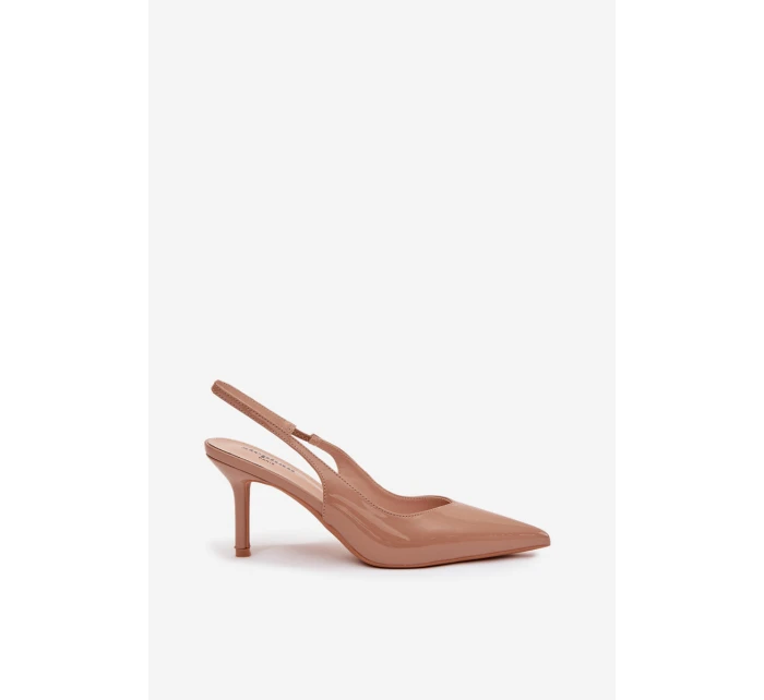 Lakované lodičky na jehlovém podpatku tmavě béžové Phelia Lakované lodičky na jehlovém podpatku tmavě béžové Phelia