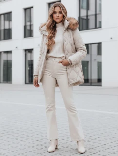 Dámská zimní bunda prošívaná s kapucí světle béžová Dstreet model 21990876 - FashionStreet
