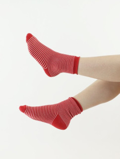 Thermo ponožky 83 červené s bielymi pruhmi