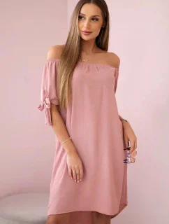 Šaty zviazané na rukávoch tmavá púdrová ružová