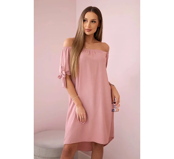 Šaty zviazané na rukávoch tmavá púdrová ružová Šaty zviazané na rukávoch tmavá púdrová ružová