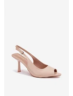 Dámske sandále na podpätku Beige Sevina