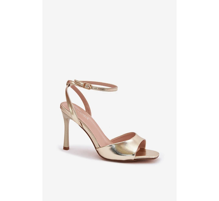 Dámské sandály na podpatku z imitace kůže zlaté Olissey