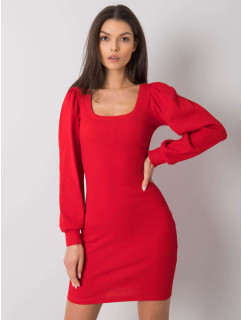 RUE PARIS Červené šaty s dlhým rukávom