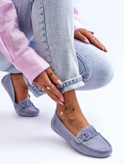 Dámske módne semišové mokasíny modré Rabell
