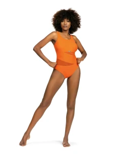 Dámske jednodielne plavky S36W-27 Fashion šport oranžové - Self