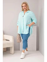 Bavlnená mušelínová košeľa Plus Size 65622 Mint - Kesi Bavlnená mušelínová košeľa Plus Size 65622 Mint - Kesi