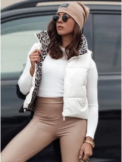 Dámska prechodná krátka prešívaná obojstranná vesta LEOVELLA biela FashionStreet TY4647