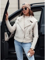 Dámska semišová vesta s ovčou kožušinou WOOLZIP biela FashionStreet TY4743