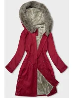 Červená dámská bunda parka s kožešinou model 21246257 - J.STYLE