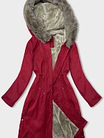 Dámska parka s kožušinou červená (5M3180-270)