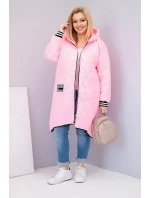 Dámska prešívaná bunda s kapucňou a športovými manžetami Candy Pink