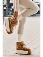 Skórzane Śniegowce Damskie Na Grubej Podeszwie Z Futerkiem Big Star OO274A207 Brązowe Skórzane Śniegowce Damskie Na Grubej Podeszwie Z Futerkiem Big Star OO274A207 Brązowe