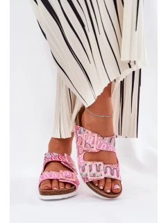 Klapki Damskie Z Klamrami I Brokatem S.Barski RB51-006 Różowe