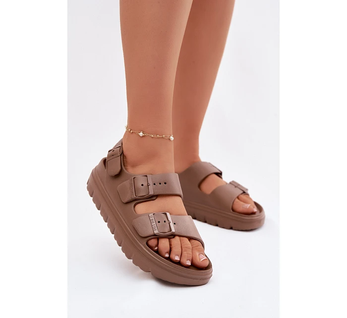 Dámské pěnové sandály na platformě Big Star TT274A035 hnědé