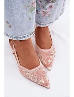 Sandály na podpatku s květinami Růžové Kelmira