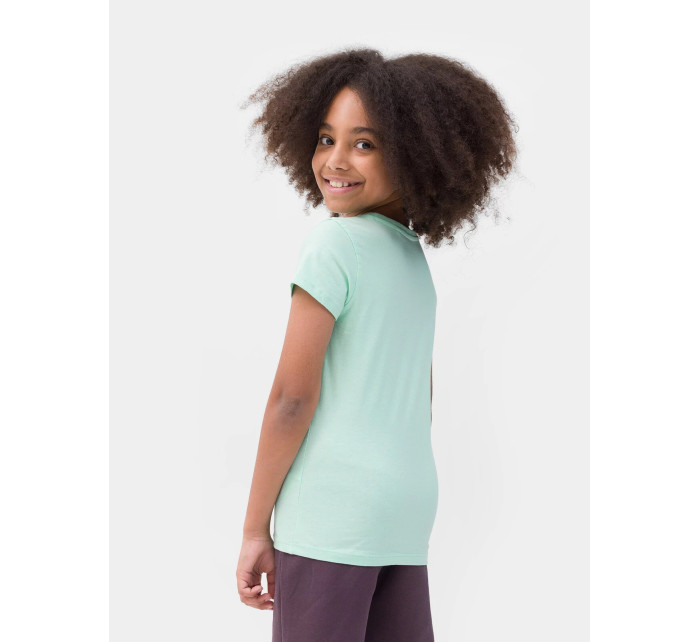 Dievčenské tričko s potlačou 4FJSS23TTSHF389-47S mätové - 4F