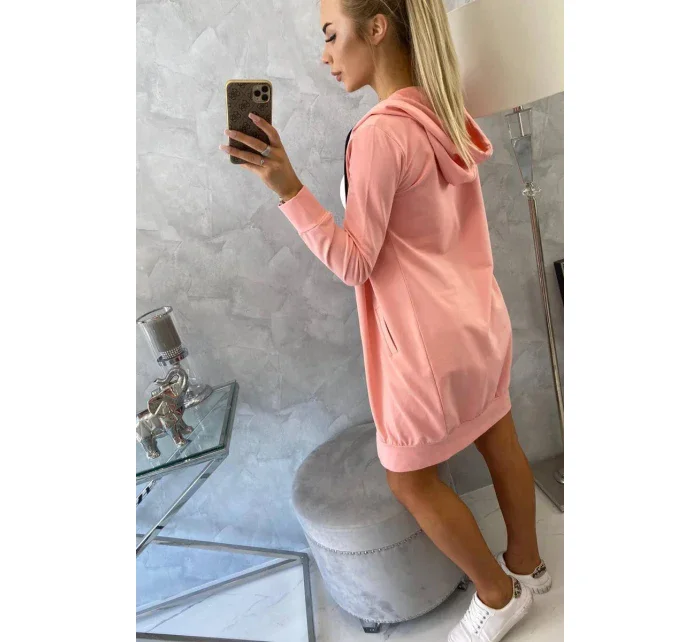 Mikina s kapucňou lososová