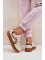 Damskie Sneakersy Na Platformie Panterka Beżowe Totter Damskie Sneakersy Na Platformie Panterka Beżowe Totter